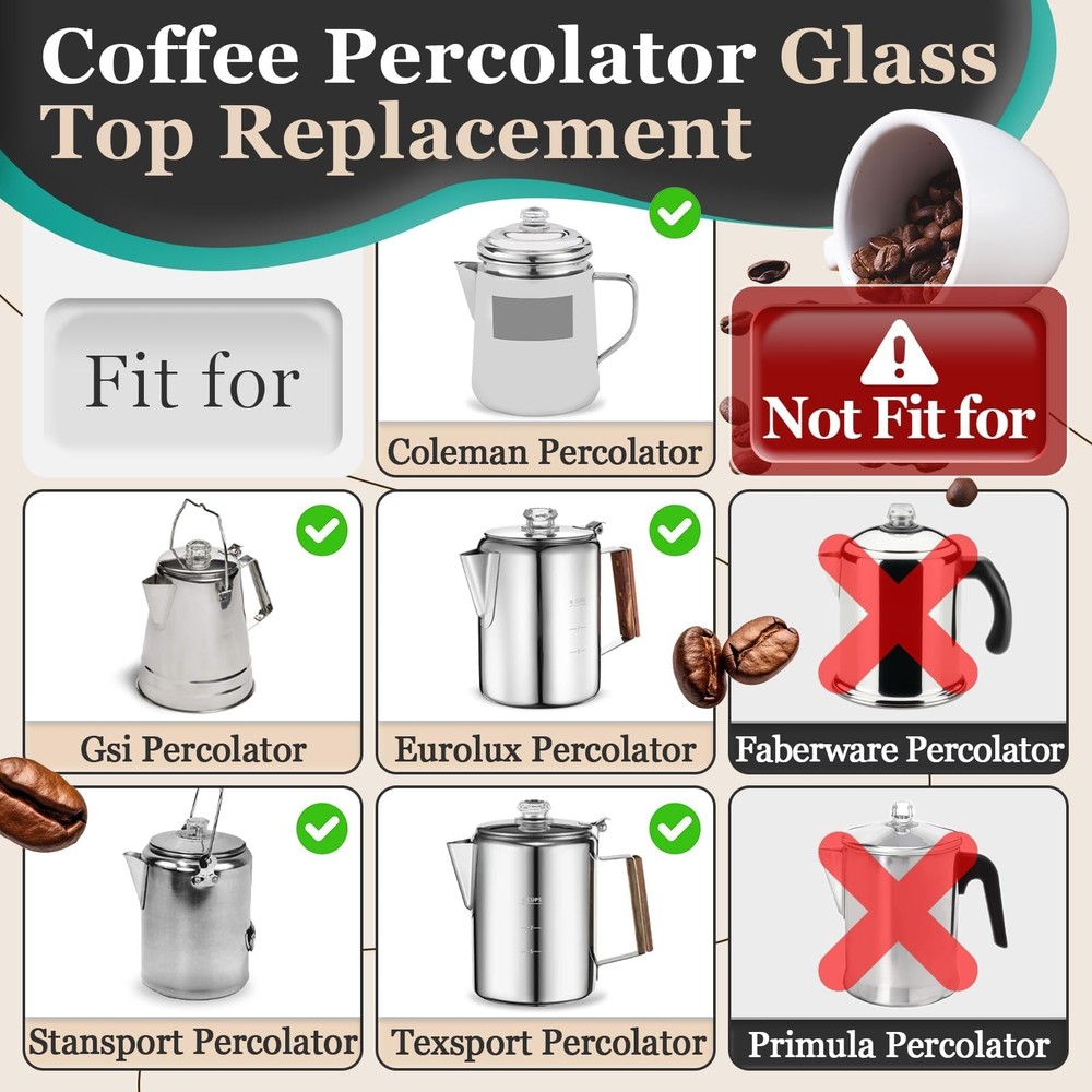 4Pcs Coffee Percolator Glass Top Replacement - Percolator Glass Top Replacement