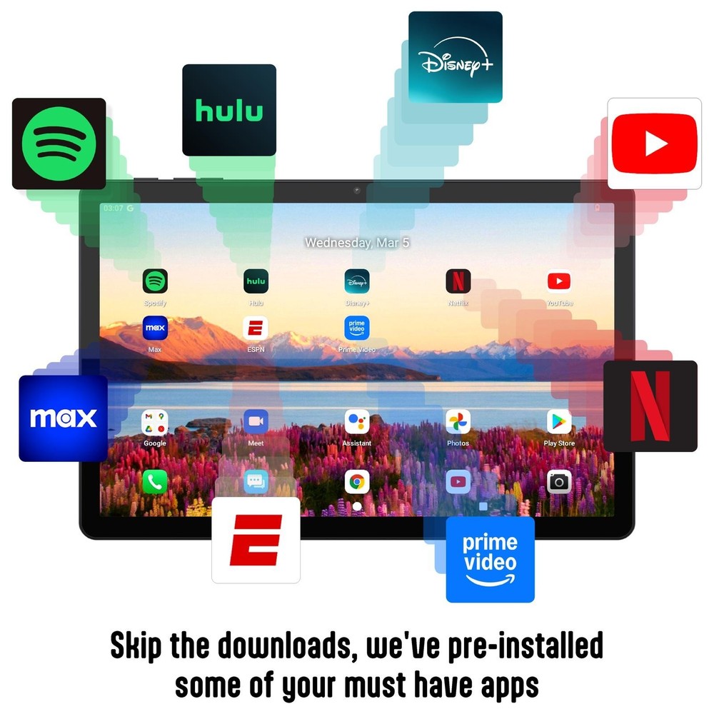 tabtoday 11 inch Tablet, Android 14, Octa-Core Processor 128GB ROM, WiFi - Black