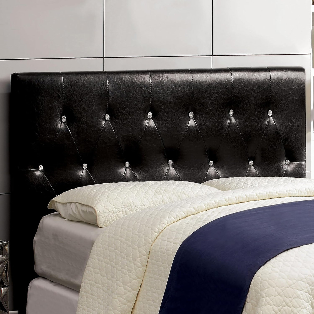 Quinn Black Leatherette Padded Headboard with Conversion Mounting System