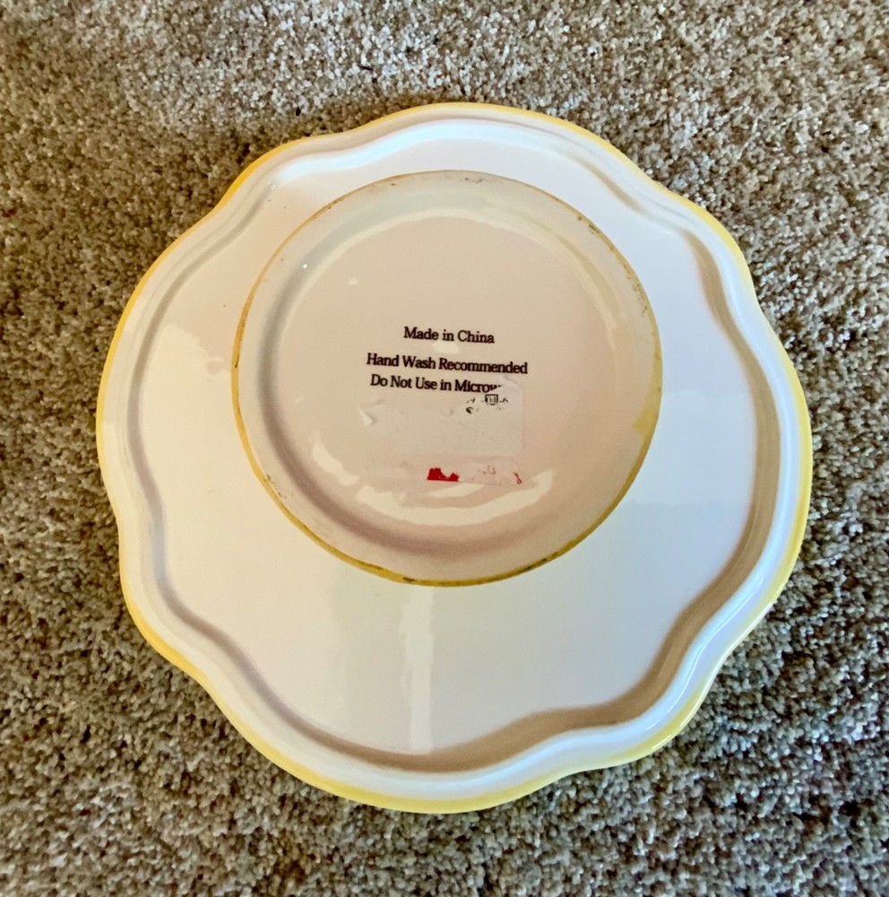 Yellow Honey Bee / Blue Flowers Ceramic Cake Stand - 10”