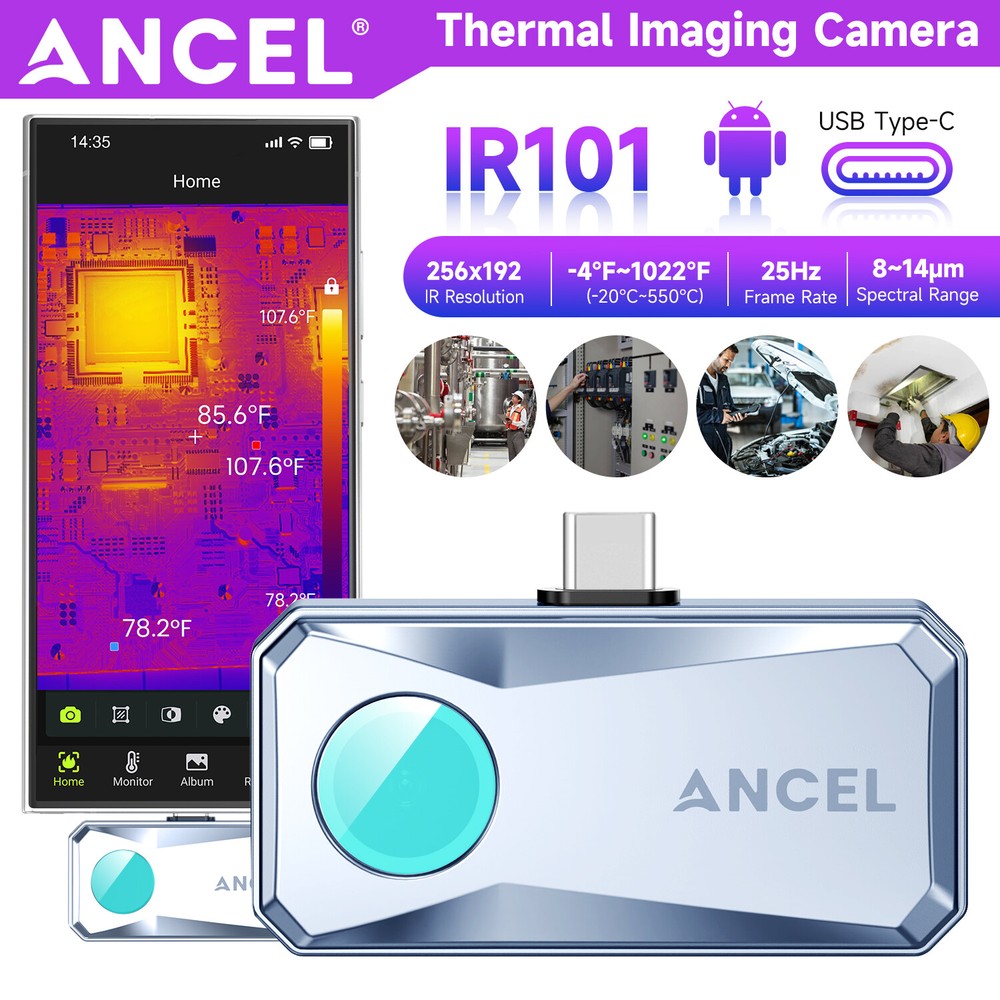 High-Resolution 256x192 IR Thermal Imager Imaging for Android Portable Compact