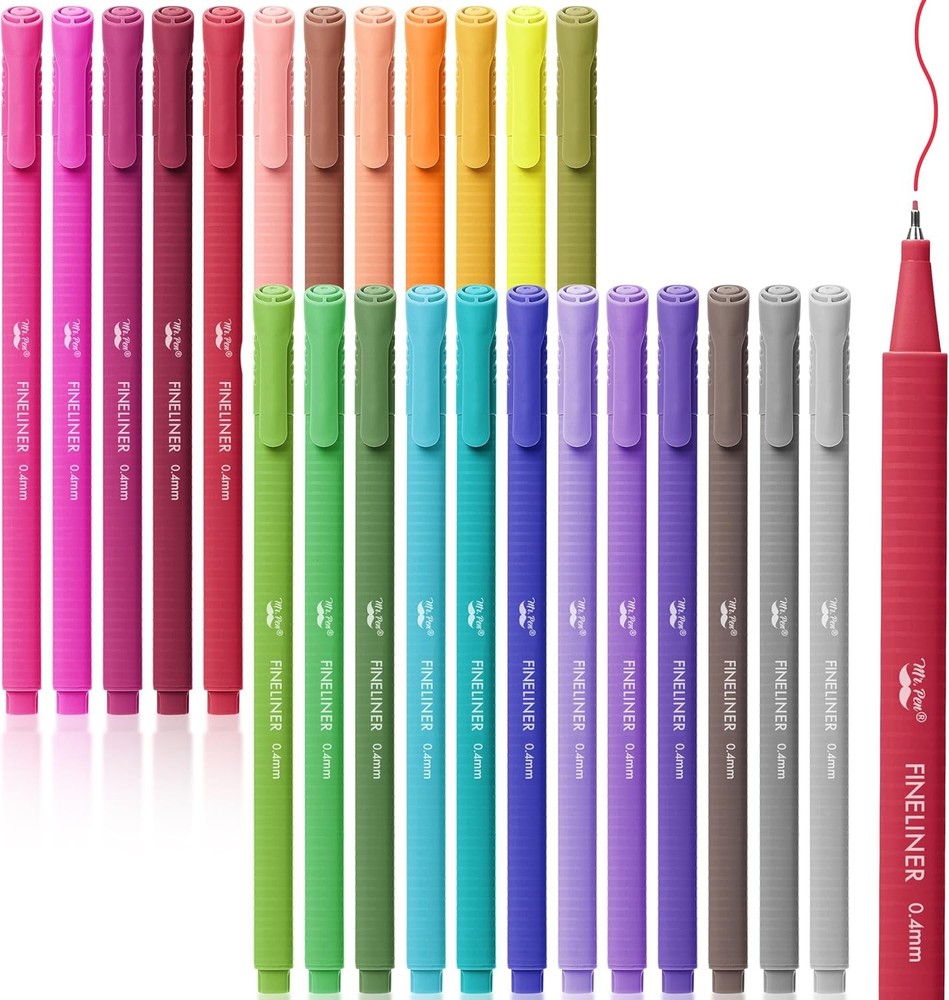 Mr. Pen- Fineliner Pens Colored, 24 Pack, Ergonomic Triangular Colorful...