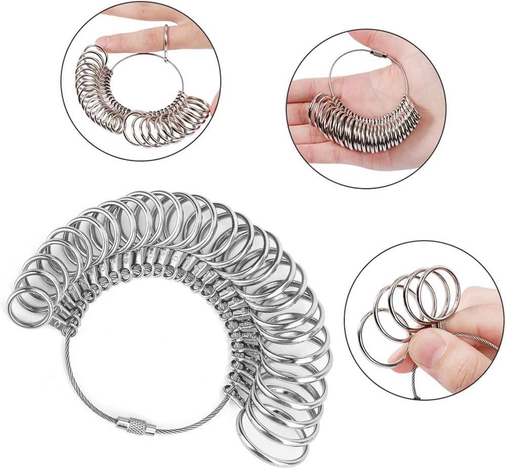 Auckyeer Ring Sizer Measuring Tool 27 Pcs, Sizing Kit 0-13 with Half...