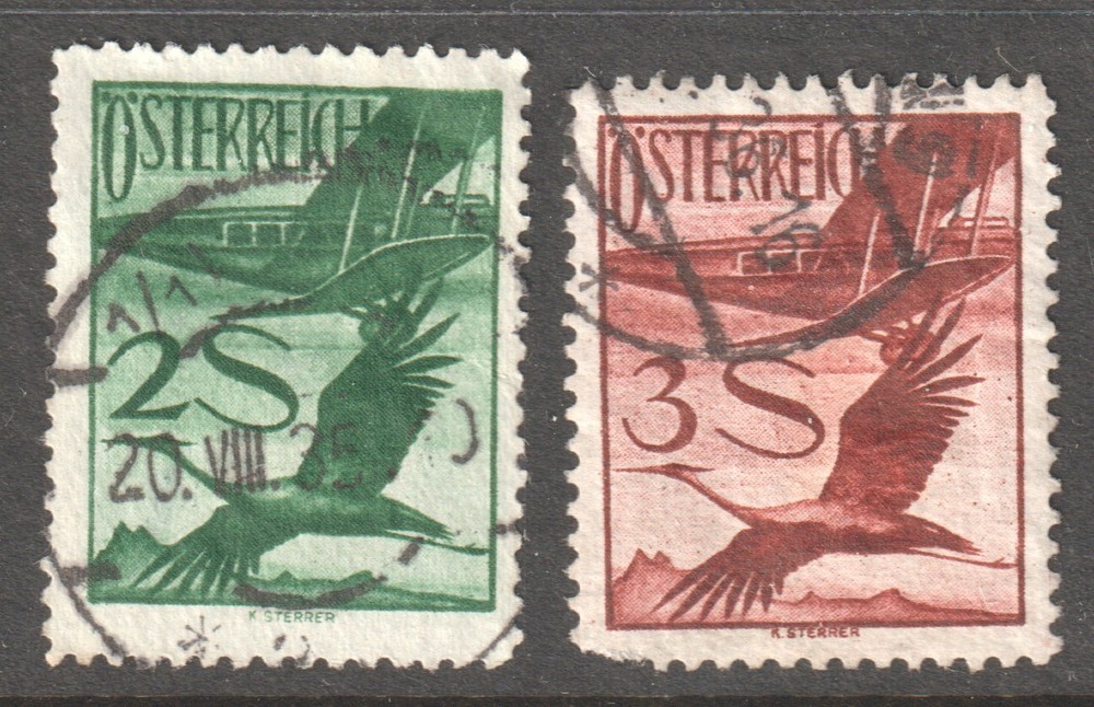 AUSTRIA 1925 - 30 AIRPLANE PASSING CRANE