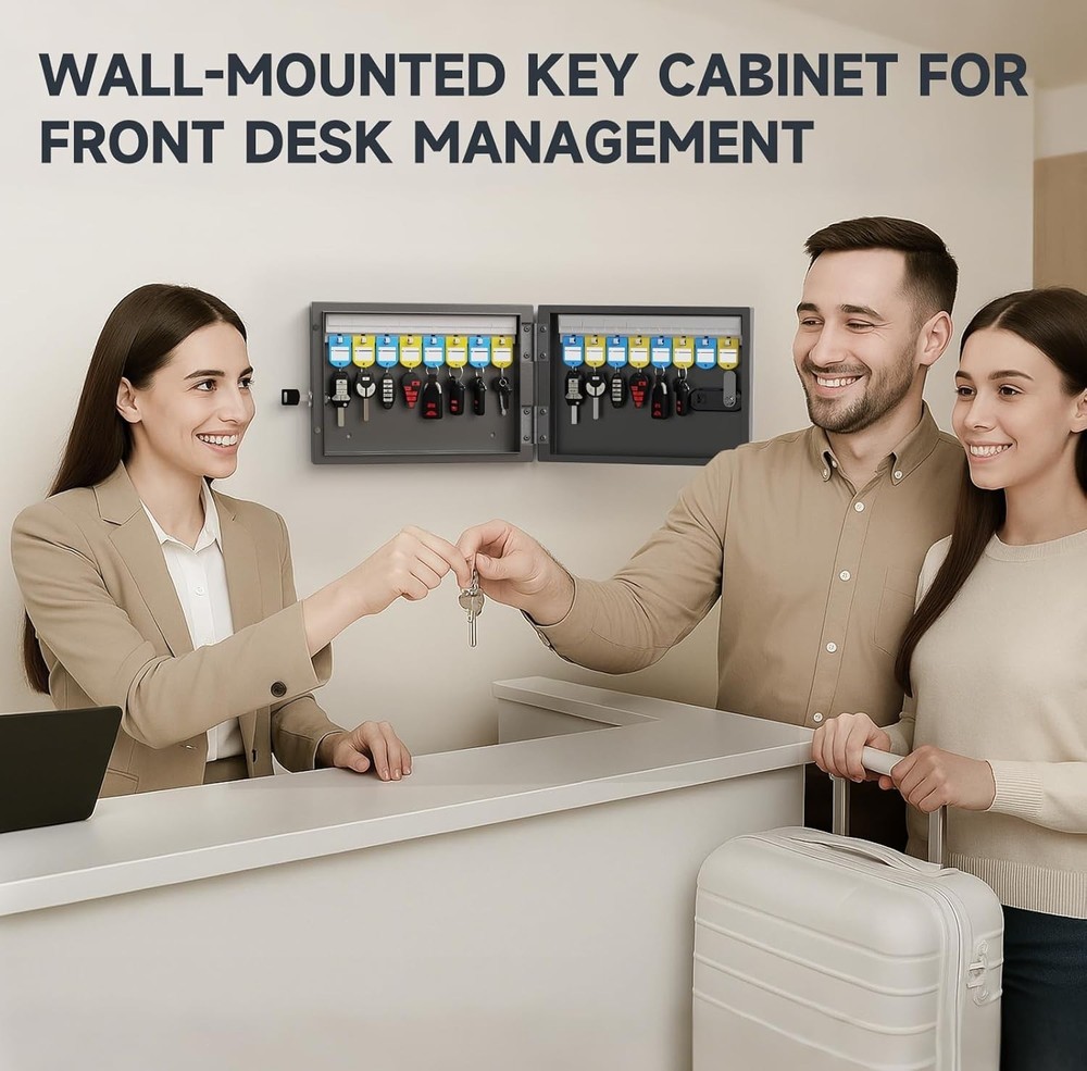 Key Lock Box Wall Mount Security Cabinet for Keys with Combination Lock
