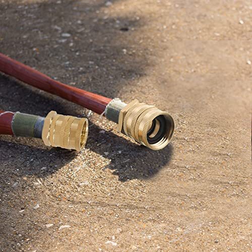 2 Sets Garden Hose Adapter, 3/4 Inch Solid Brass Hose Connectors Adapters