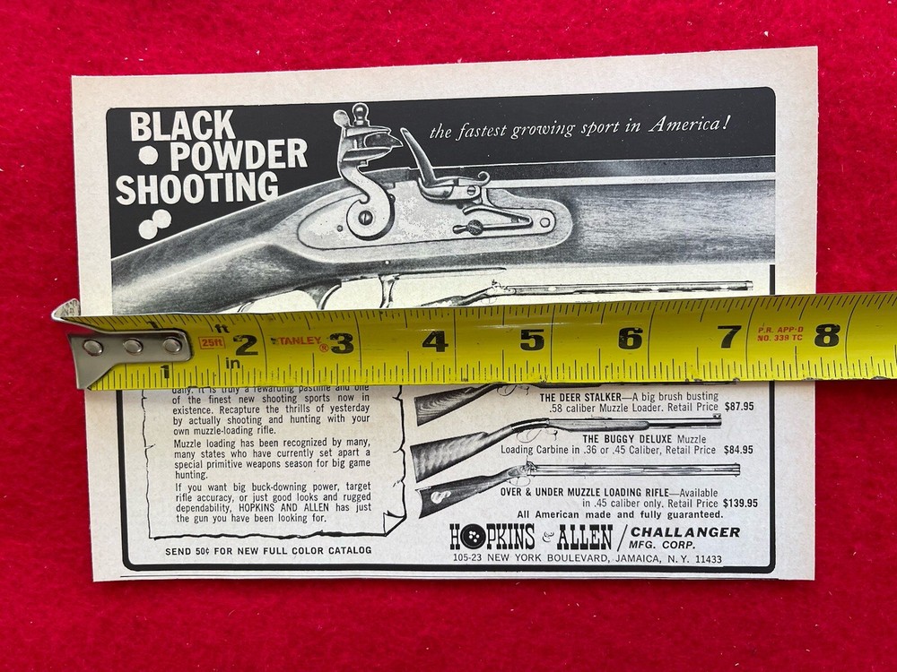 Vintage 1969 Hopkins & Allen Muzzle Loading Black Powder Shooting Ad