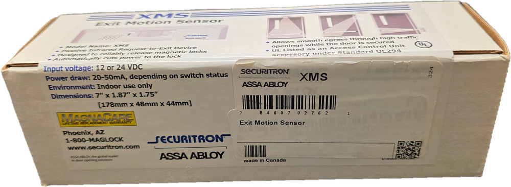 Securitron XMS Exit Motion Sensor Passive Infrared 12/24 VDC Assa Abloy
