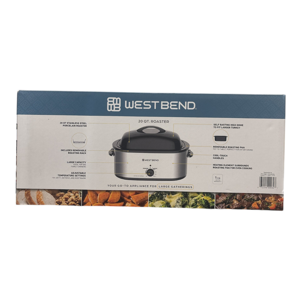 West Bend 20 Quart Roaster with Removable Rack & High Dome Lid