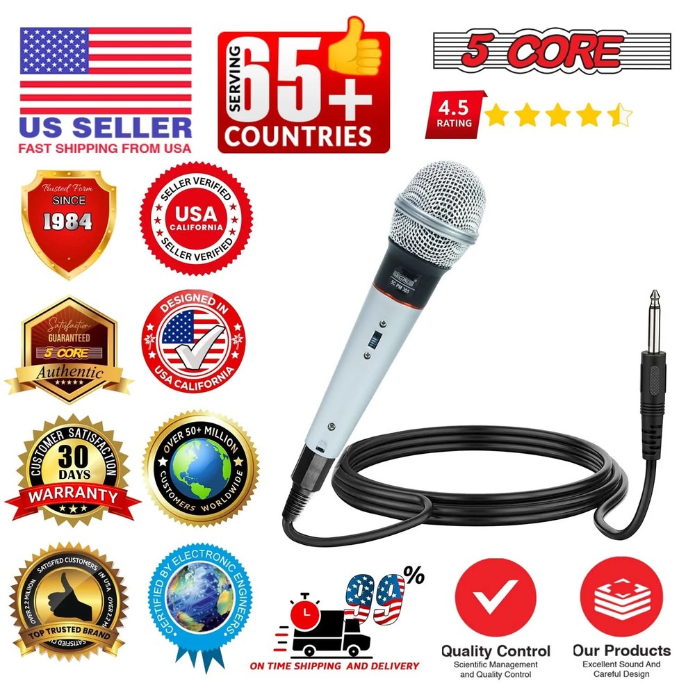 5Core XLR Microphone Dynamic Mic Karaoke Singing Studio Mics Handheld Microfono