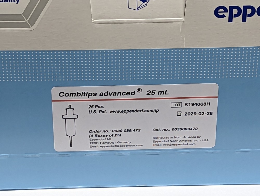 Eppendorf Combitips Advanced Pipette Tips 25 ml 4 Packs with 25 Tips Each