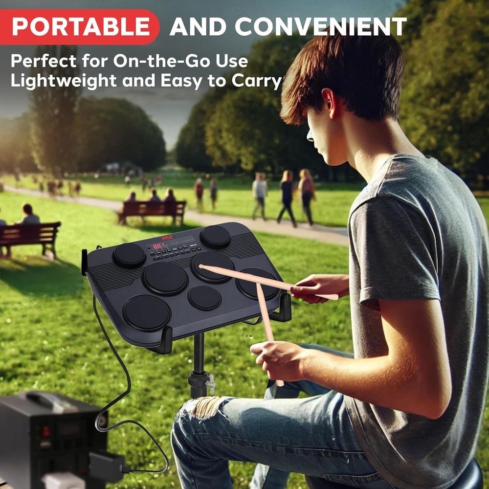 Pyle Electronic Tabletop Digital Drum Set Black (Open Box)