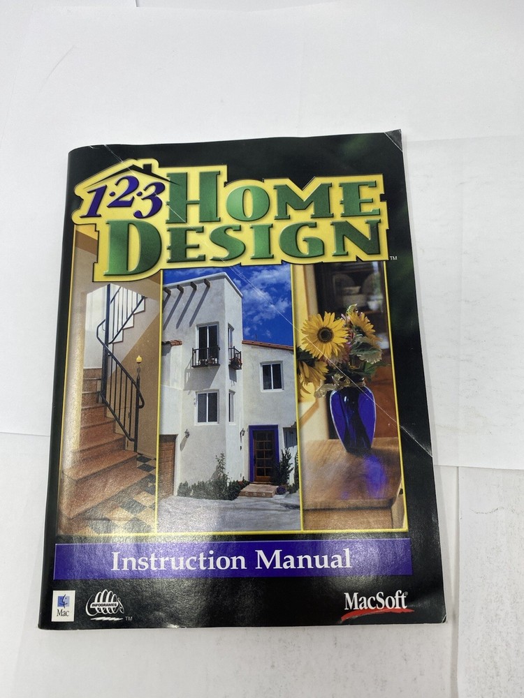 1 2 3 Home Design MacSoft Mac Instruction Manual And Disc