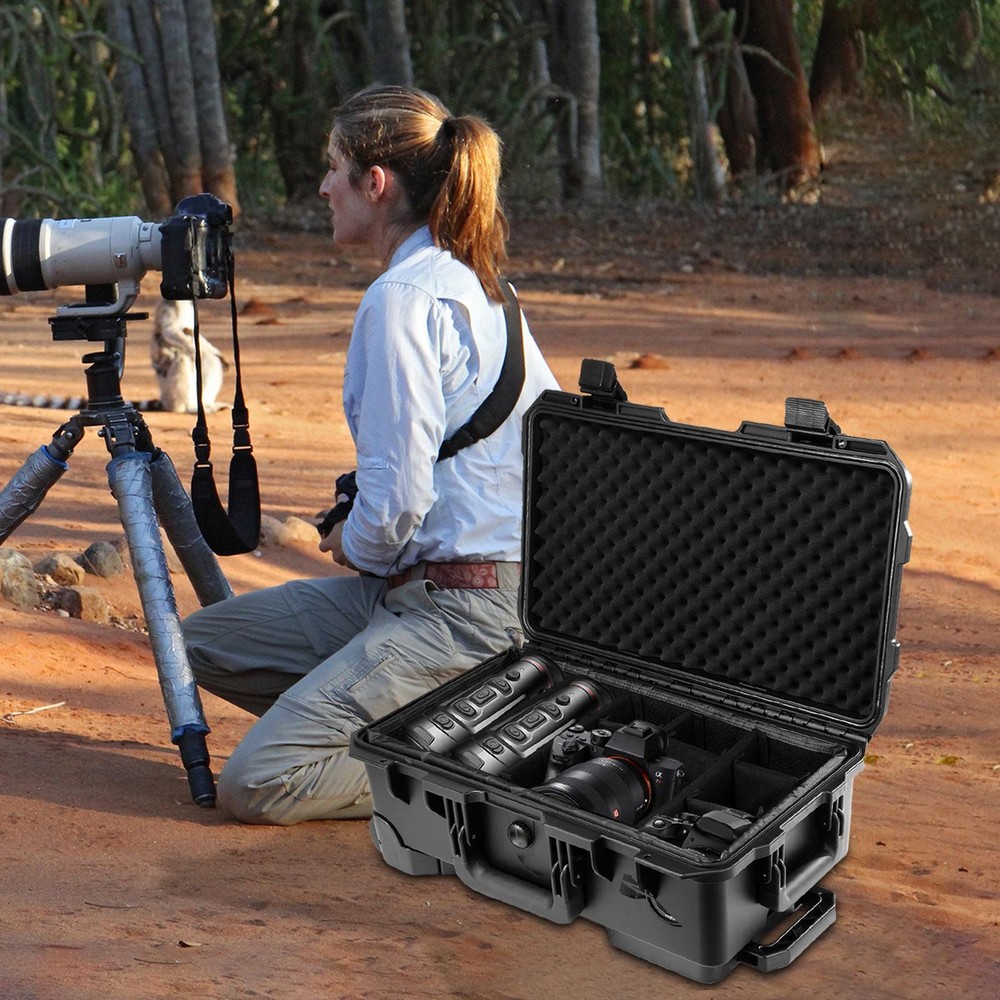 Waterproof Rolling Protective Case,Hard Compact Camera Case With Handle & Wheels