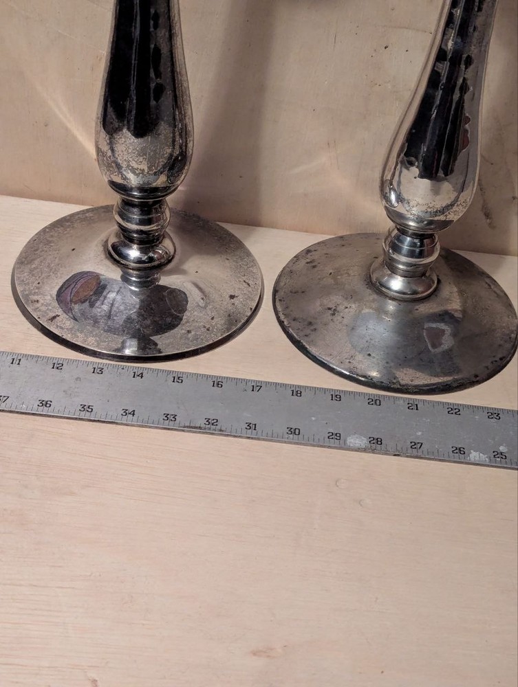 Impressive Massive Silver Plated HEAVY Candlestick Pair