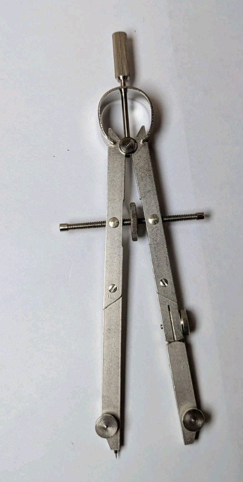 Vintage 6" Metal Drafting Compass Drawing Tool