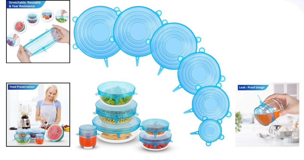 Multi-Size Silicone Stretch Lids - Dishwasher Safe Covers for All Containers