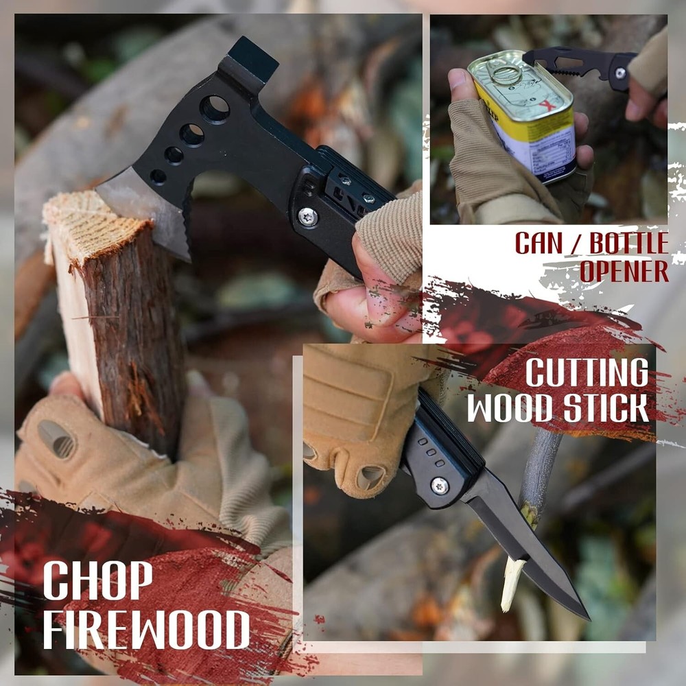 Multitool Axe 14-in-1 Camping Accessory - Essential Gift for Outdoor Lovers