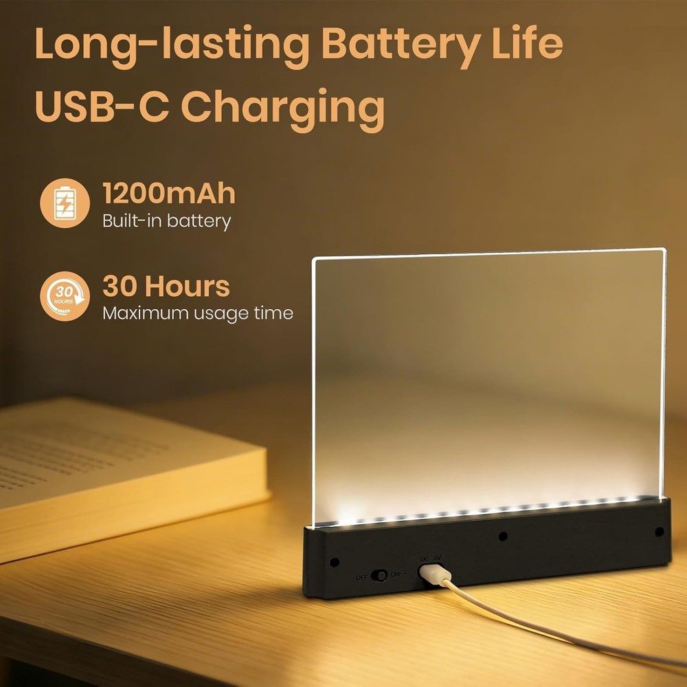 Book Light, Rechargeable Clear LED Flat Reading Light with 3 Colors Timer