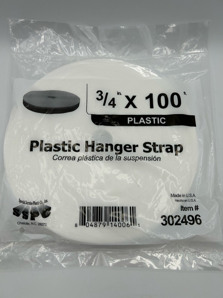 SSPC 3/4" X 100' White Plastic Hanger Strap Roll-#302496