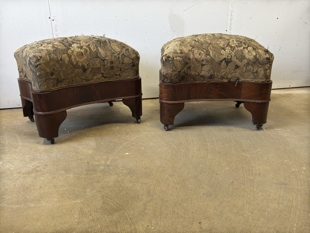 antique empire mahogany foot stools bench PAIR window seats Classical