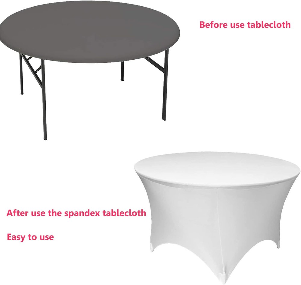 White Spandex Tablecloth Round 4 Pack, 4Pack-48inch,