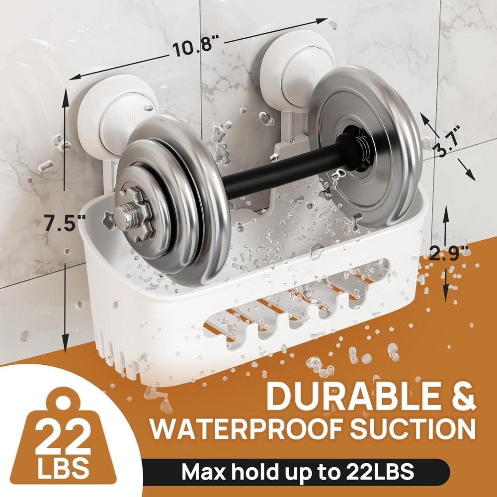 Removable Shower Organizer - Secure Suction Cup Holder for Bath Essentials