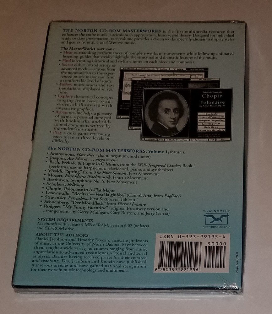 SEALED Norton CD-ROM Masterworks Interactive Guide History Anaylsis Appreciation