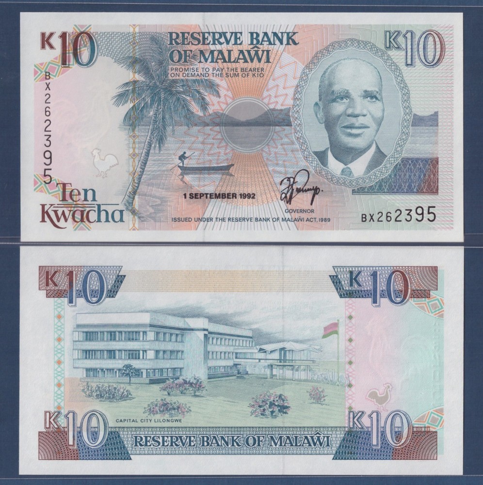 Malawi 10 Kwacha 1992 P-25 UNC