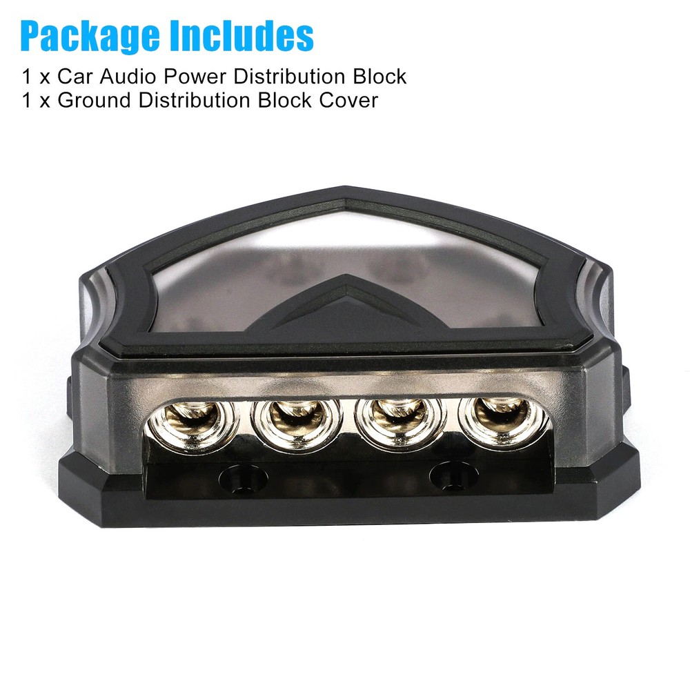 Complete Set Car Audio Power Ground Distribution Block 4-Way 0/2/4GA Package