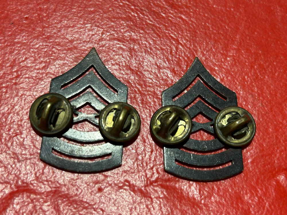 USMC Marine Corps Master Sergeant E8 Metal Collar Rank Chevrons