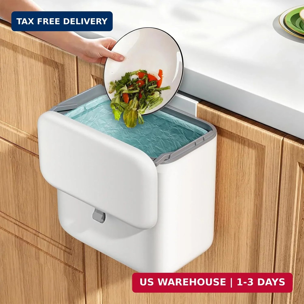 Compost Bin Kitchen for Countertop or Under Sink, 2.6 Gallon Hanging Small Trash