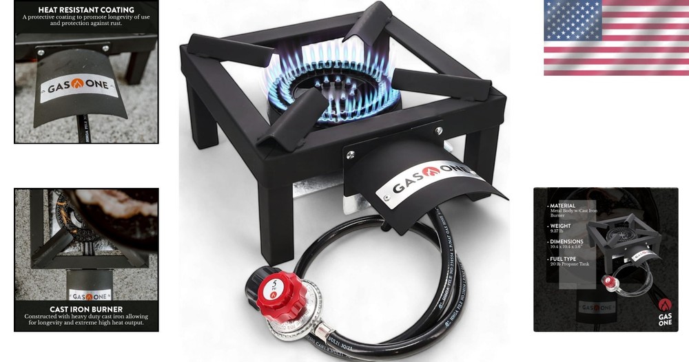 Professional Grade Propane Burner with Adjustable Regulator for Precise Cooking