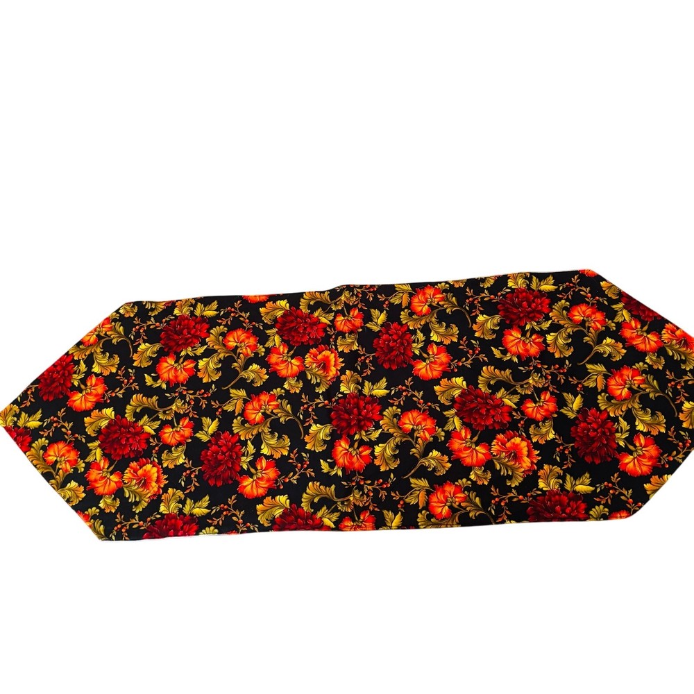 Handmade Table Runner Two Sided Quilted Fall Autumn Theme FLAWED 41” x 14”