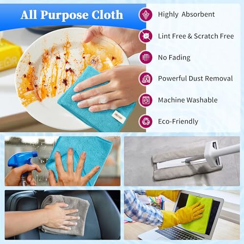 Microfiber Cleaning Cloth - Pack of Multi-Functional 12 3 Colors Assorted