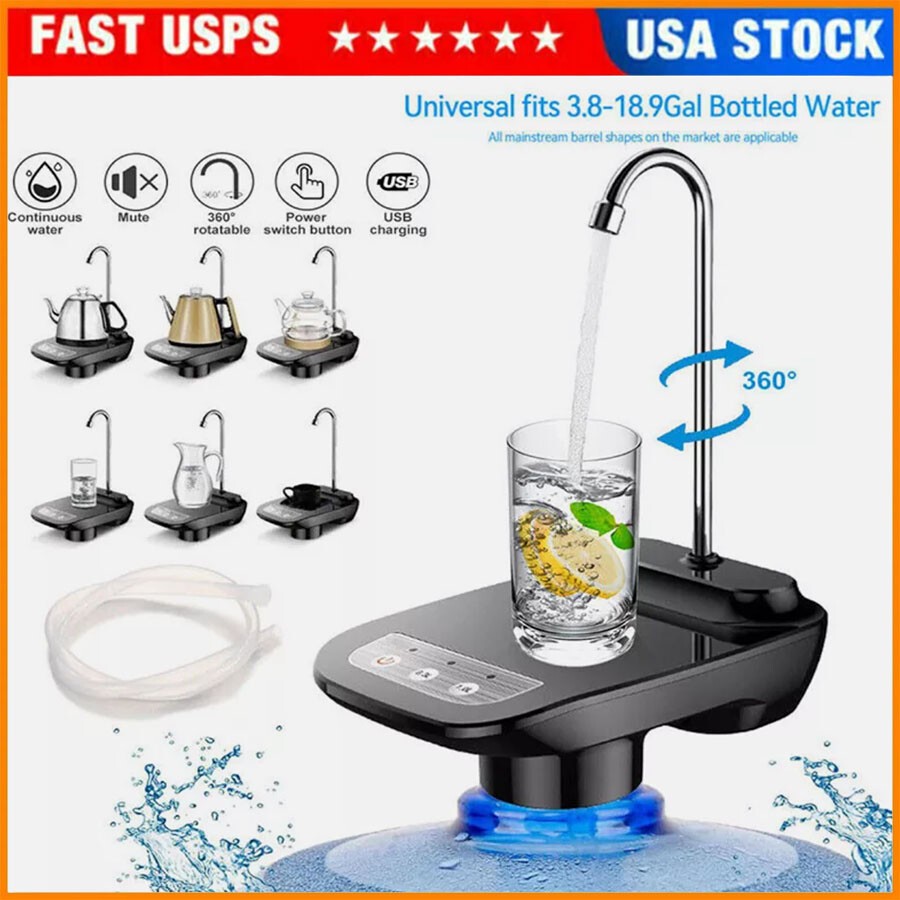 5 Gallon Water Bottle Switch Pump Electric Universal Automatic Jug Dispenser USB