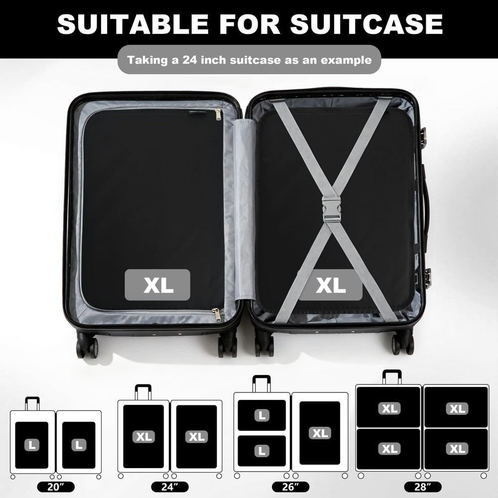 Compression Packing Cubes for Travel Essentials, 2 Set Expandable Travel Cube...