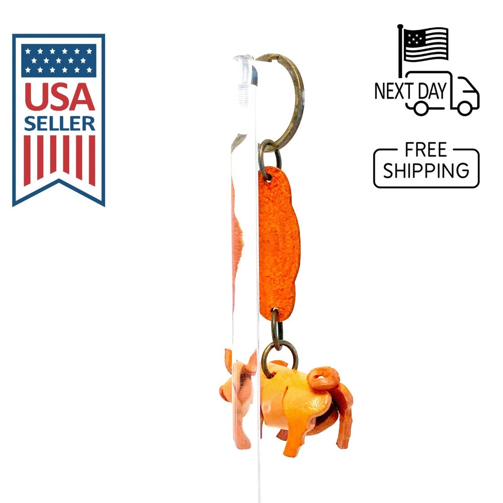 Pig Handmade Leather Keyring