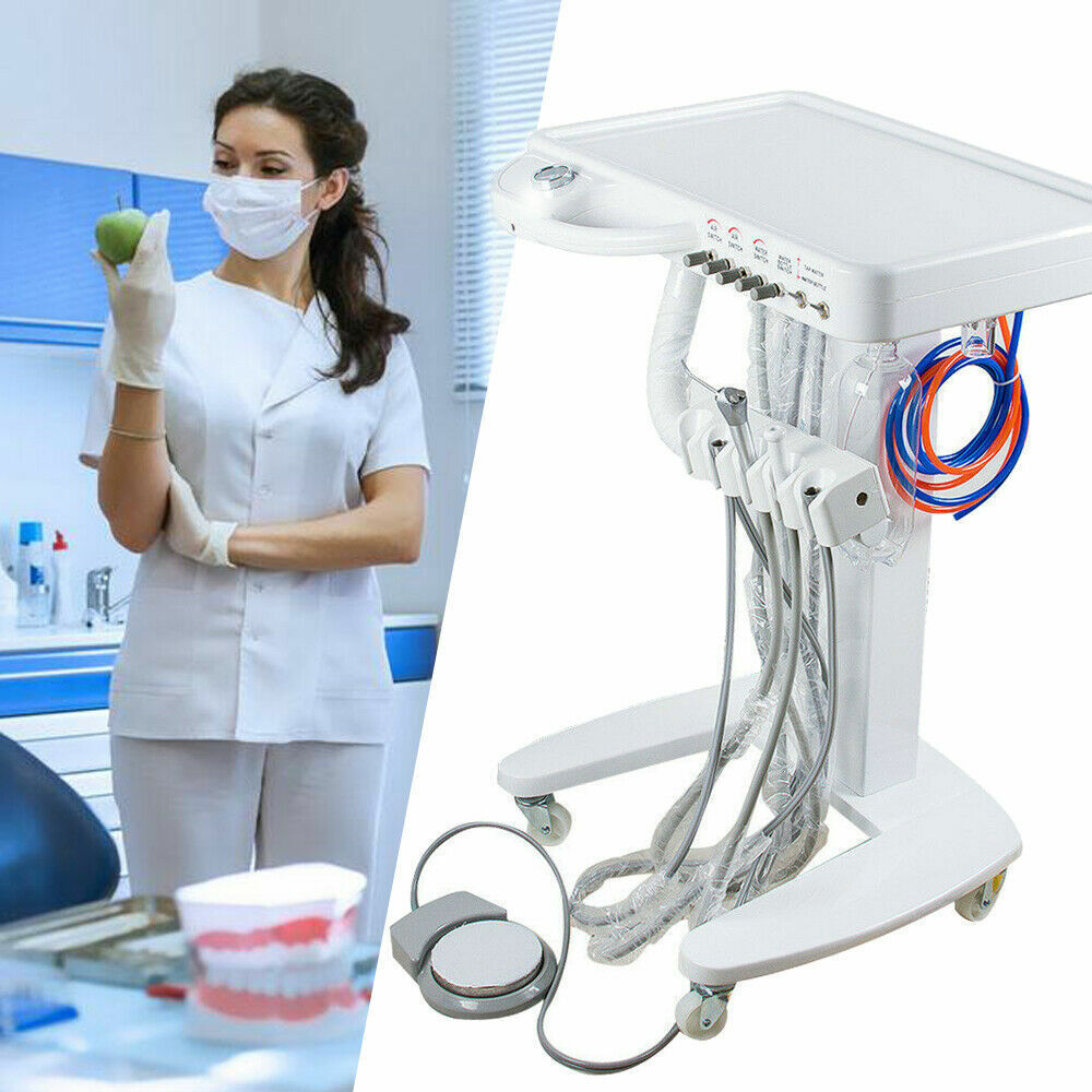 Dental Portable Mobile Delivery Unit Rolling Case Air Compressor Syringe Suction