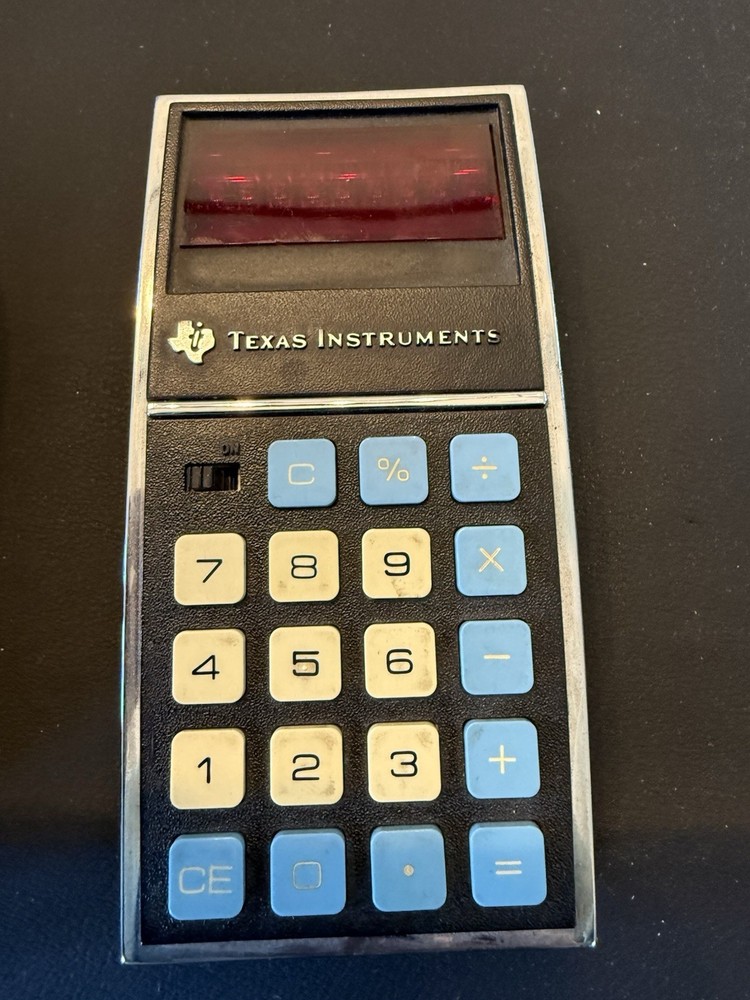 Vintage Texas Instruments TI-1500 Electronic Calculator w/ Case 1970s