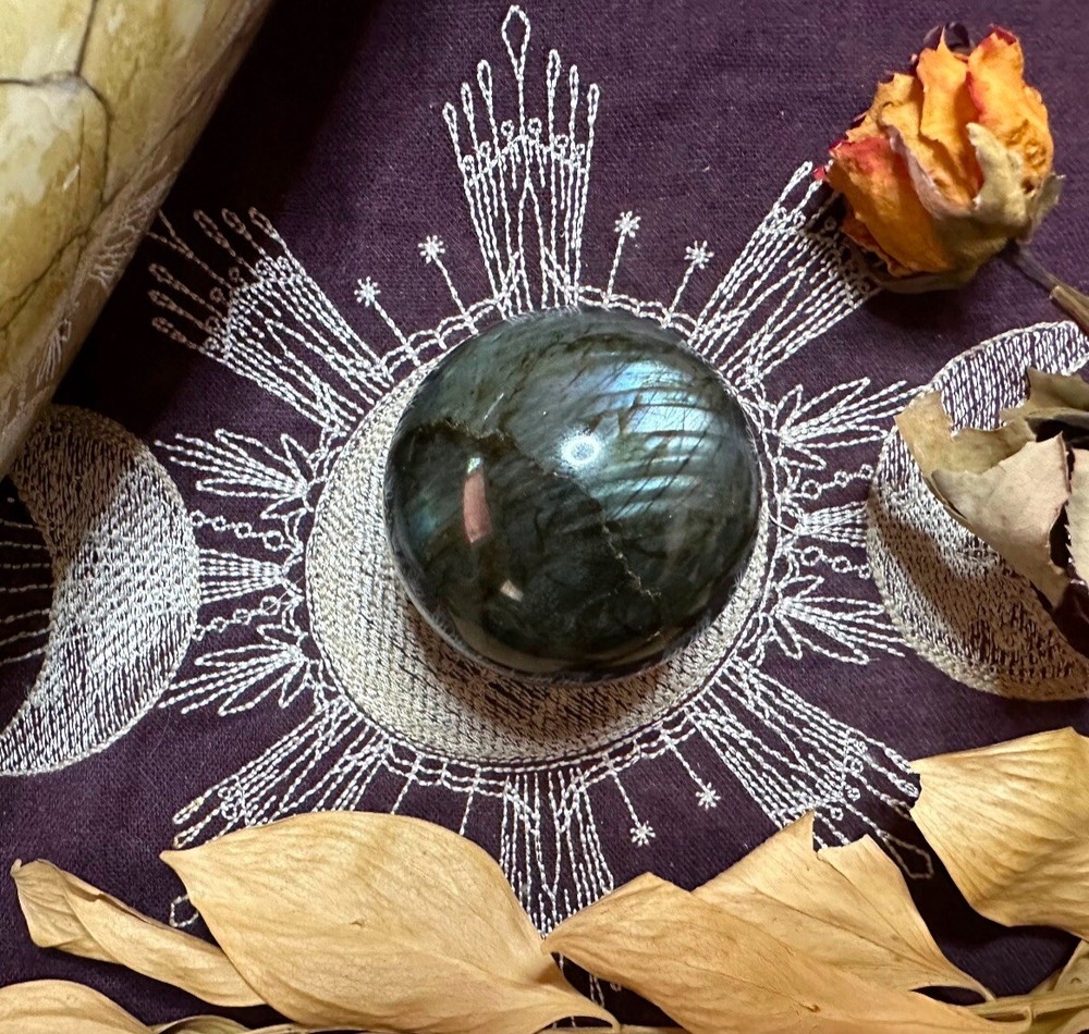 Labradorite Sphere, All Natural, Pagan, Witchcraft, Occult, Altar Tools