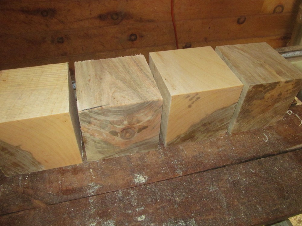 FOUR MAPLE BOWL BLANKS LATHE TURNING BLOCK CUBE 5 X 5 X 5"