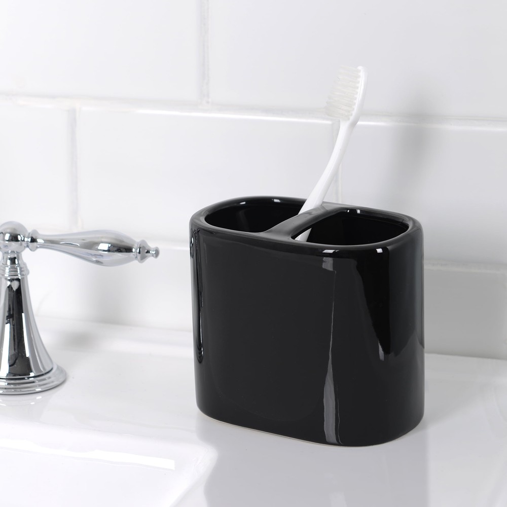 Mainstays (Jet Black) Basic Ceramic Toothbrush Holder