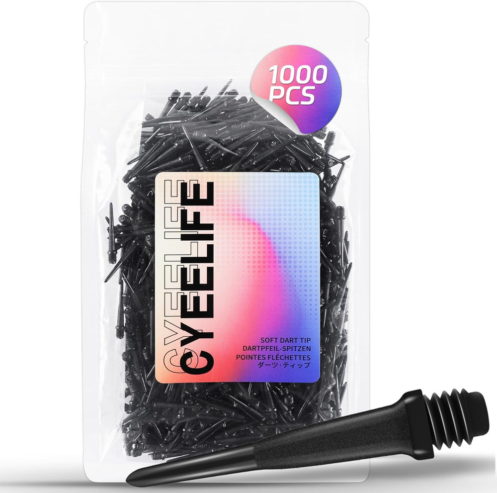 Cyeelife 2BA Thread Soft Tip Dart Points - Plastic Dart Tips - 100/1000 Pack Pre