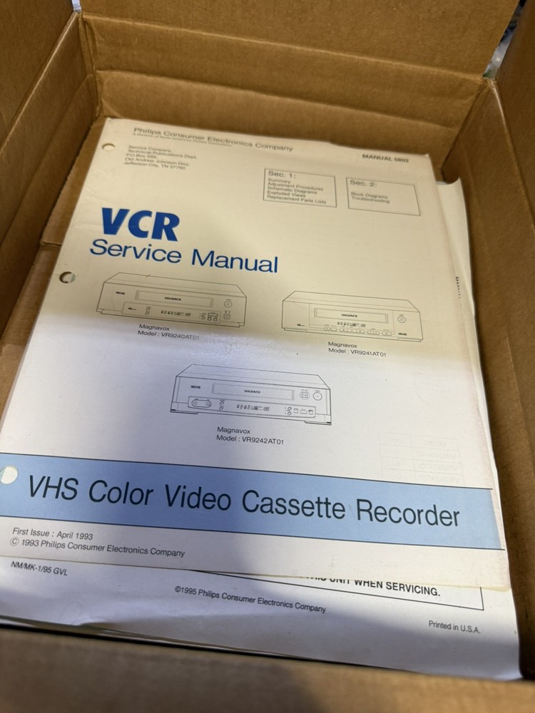 Original VCR Service Manuals