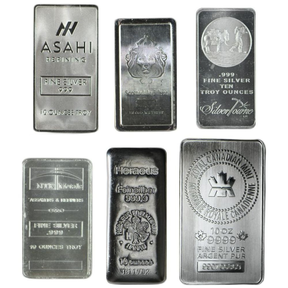 10 oz Silver Bar (Varied Condition, Any Mint)