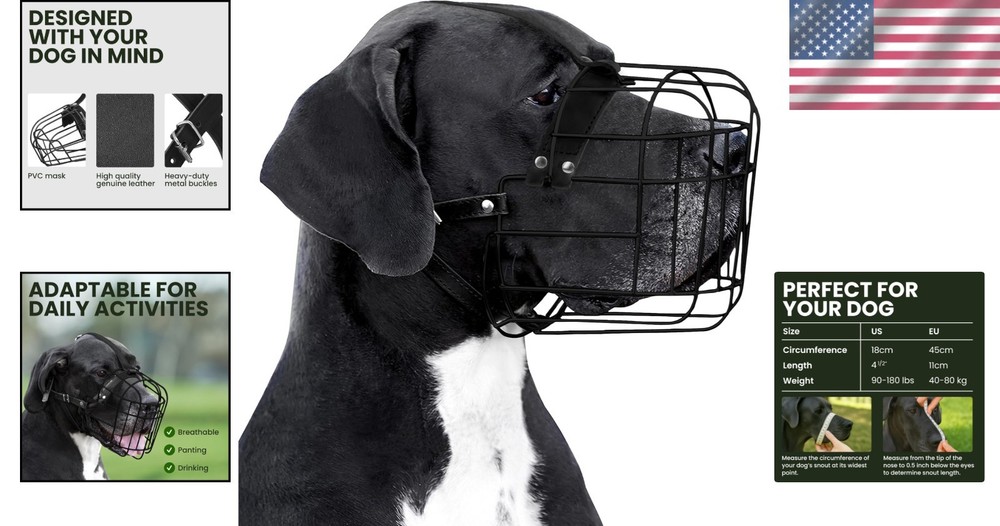 Adjustable Muzzle for Great Dane and Large Breeds - Safe & Breathable