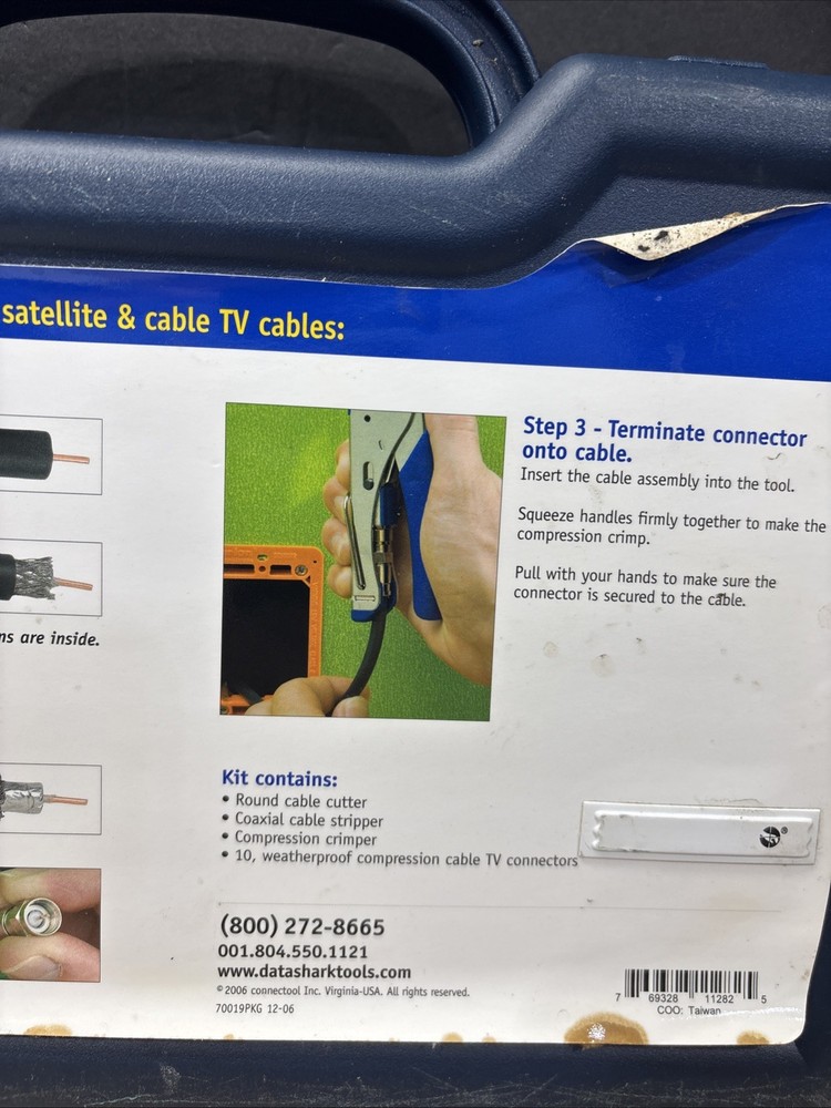 DataShark Digital Cable and Satellite Tool Kit; 3 Tools, Connectors, Case Unused