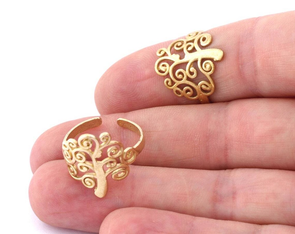 Dream Tree Adjustable Ring Raw brass (18mm 8US inner size) 3259