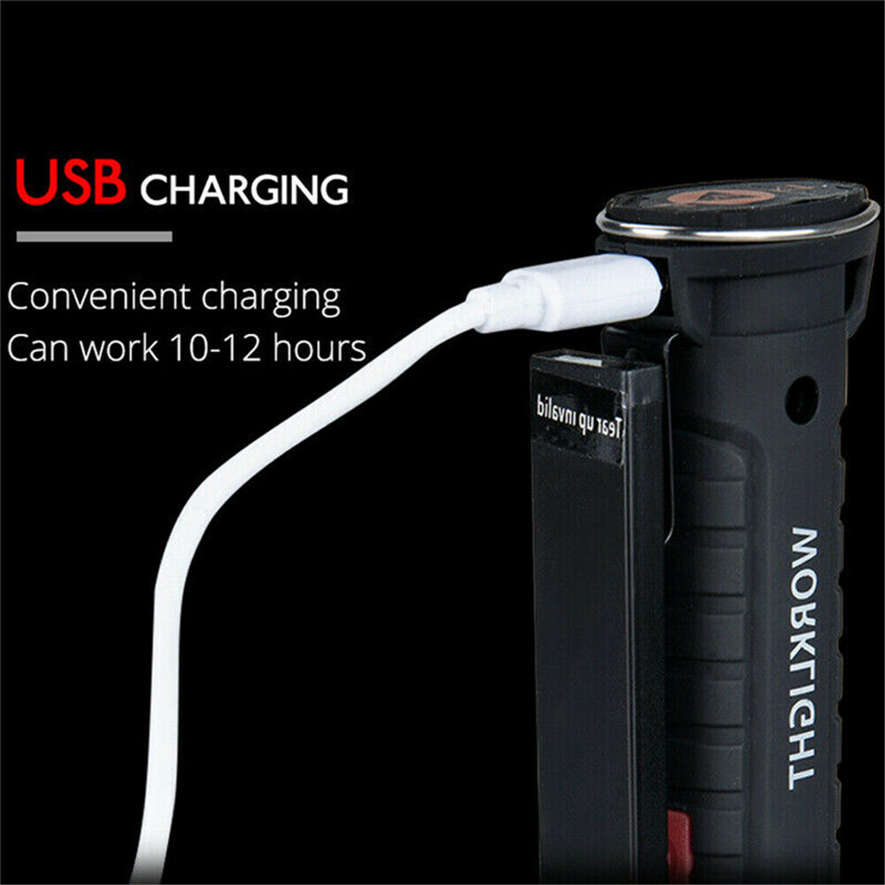 2PCS USB Rechargeable LED Work Light with Magnetic Base & Folding Torch Design